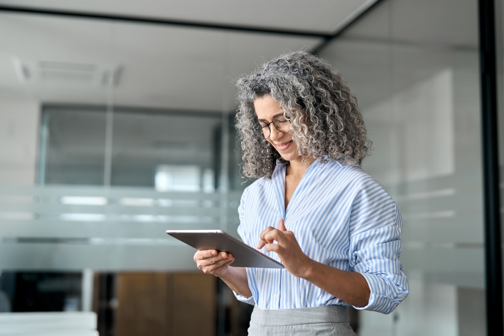 Mature Busy Happy Businesswoman