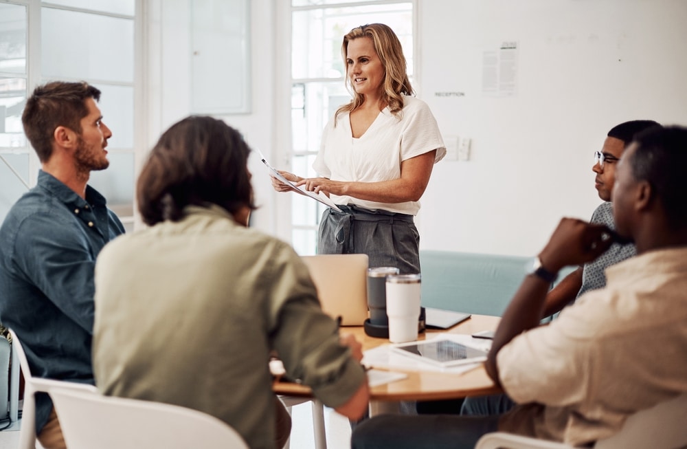 Business People Meeting And Manager With Document For Ideas Advice