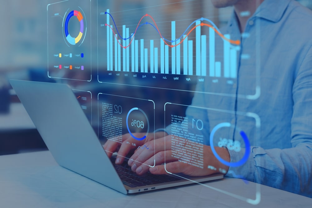 Analyst Working On Business Analytics Dashboard With KPI Charts