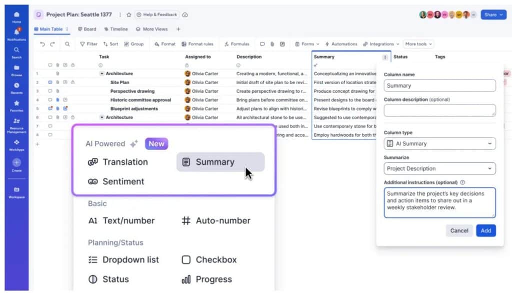 SmartSheet Smart Columns